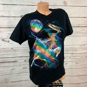 Unicorn Galaxy Kitty Cats Graphic T Shirt